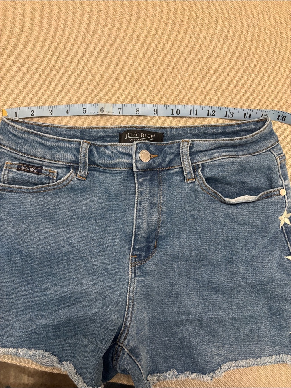 Judy Blue Jeans Denim Star Shorts Size L Style JB150069 - Picture 10 of 10